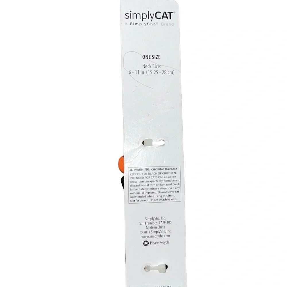 Simply Cat Break-away Coller Fancy Orange / white Stripe Bow Tie size 6-11